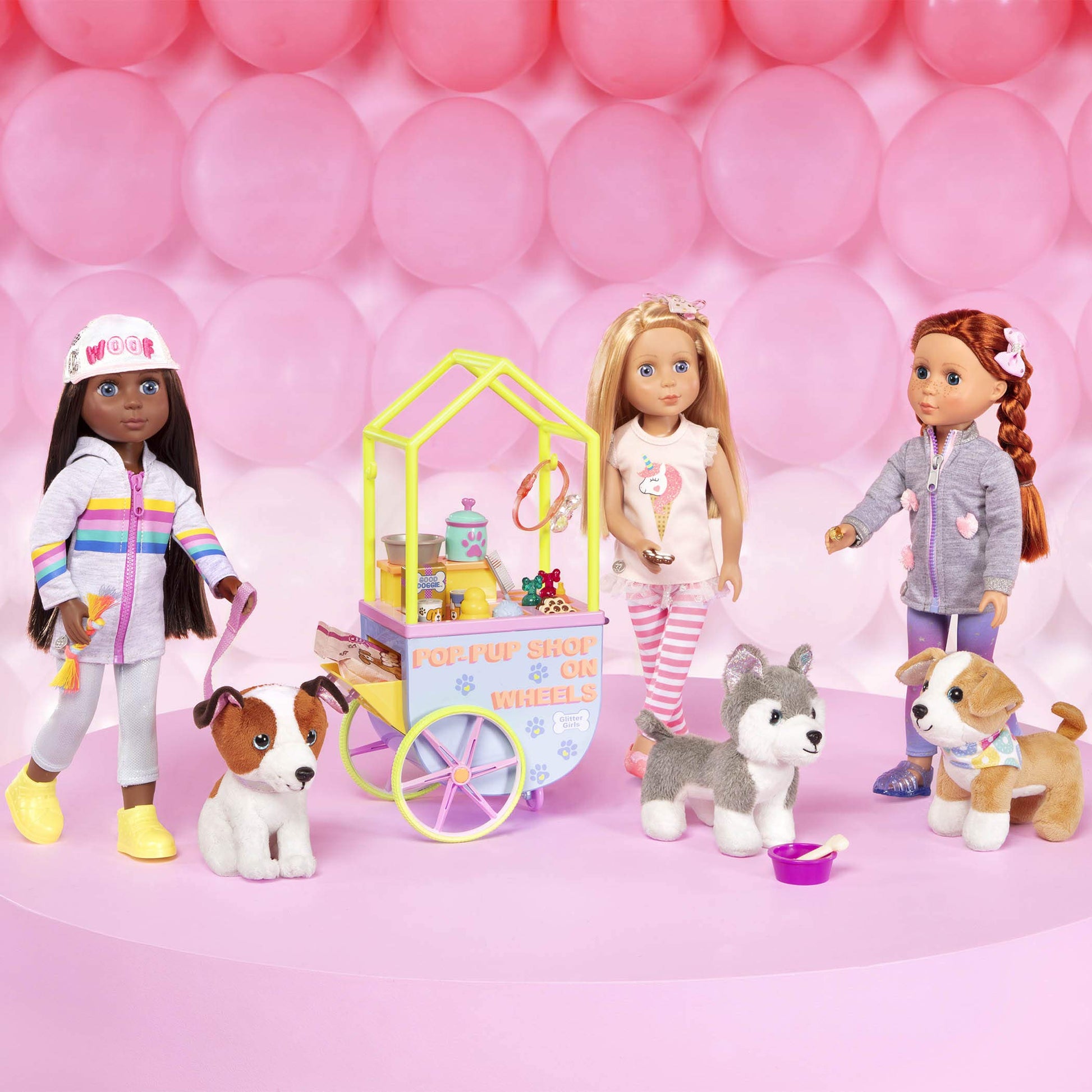 Glitter Girls Pop-Pup Pet Shop Cart on Wheels for 14-Inch Dolls, Deluxe