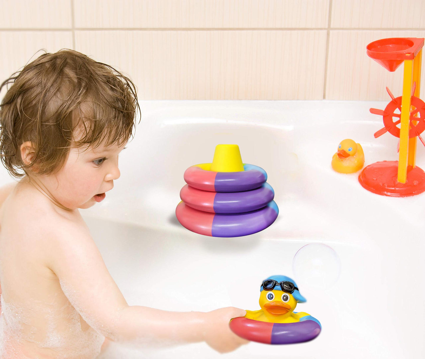 Playahoy Floating Bath Toys for Boys and Girls Float and Play Stacking Toy Rings for Baby Toddlers and Kids