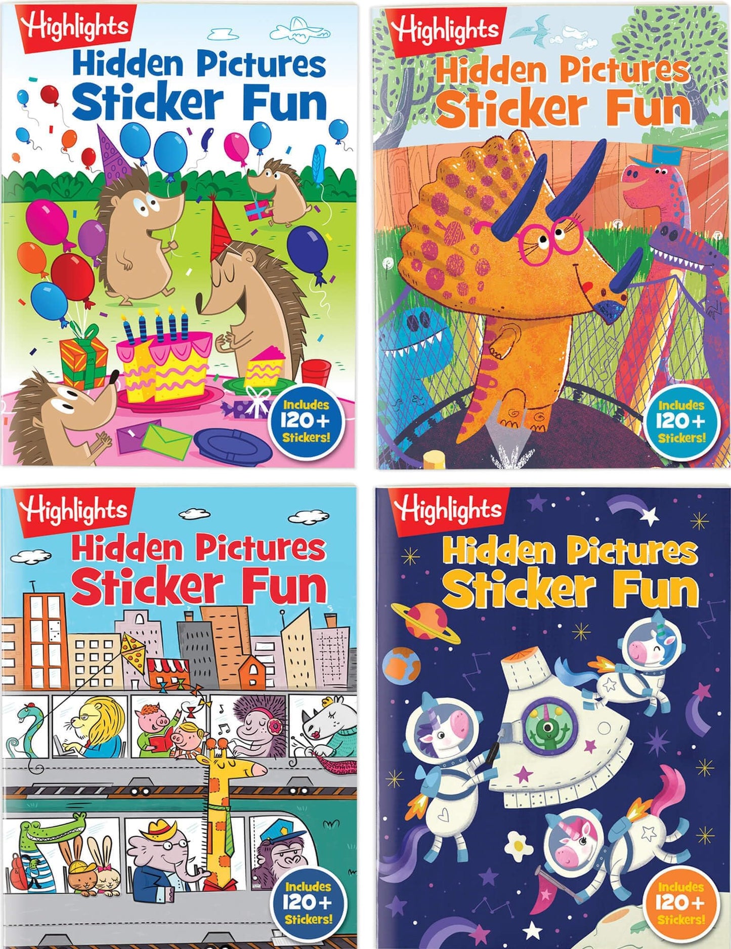 Highlights Hidden Pictures Sticker Fun Amazing Adventures Collection: Seek and Find Sticker Activity Books for Kids Ages 3-6, 4-Pack with Over 400
