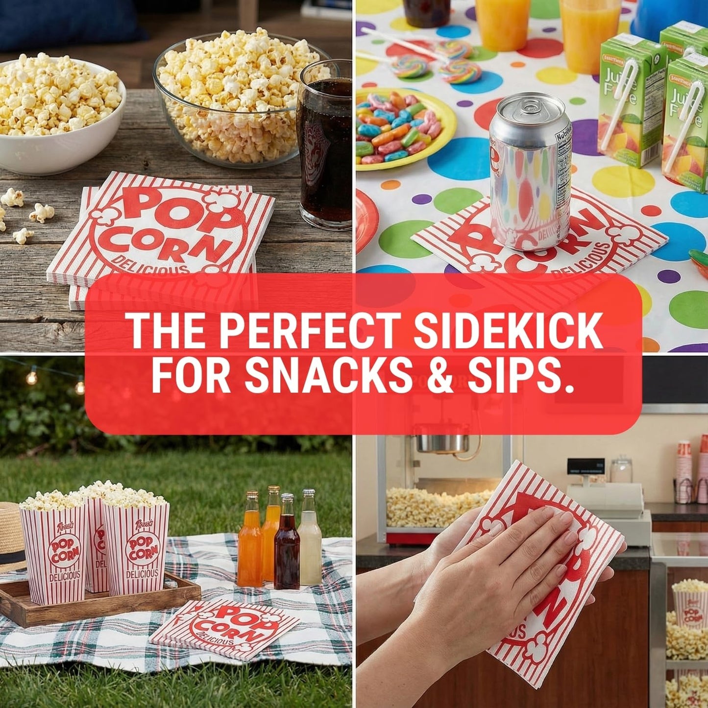Fun Express Classic Beverage Napkins | Movie Party Theme And Design, 5"