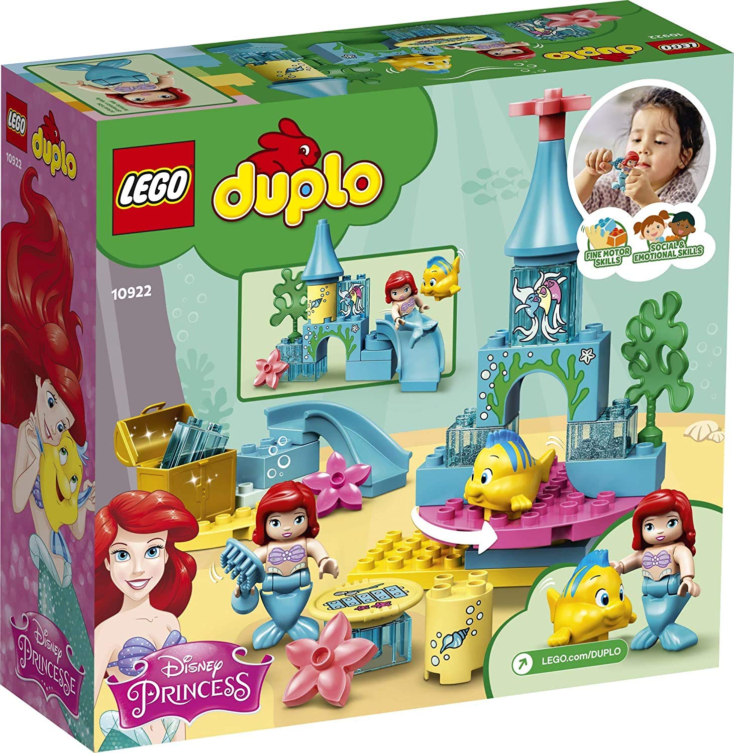 LEGO DUPLO Disney Ariel's Undersea Castle 10922 Imaginative Building Toy for Kids; Ariel and Flounder’s Princess Castle Playset Under The Sea (35