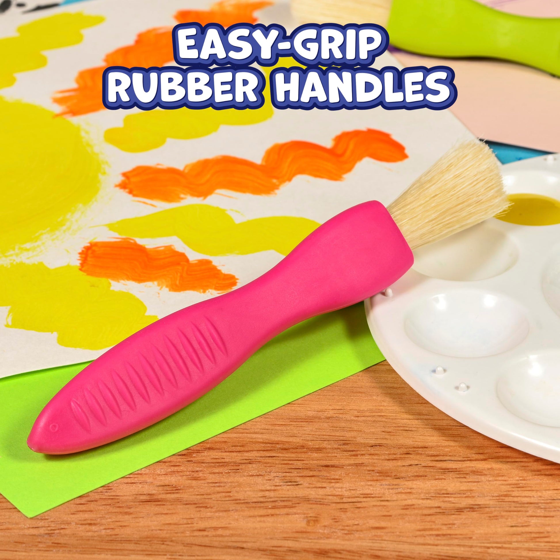READY 2 LEARN Triangle Grip Toddler Paintbrush Set - Set of 6 - Easy-Grip Art Supplies - Thick Paint Brushes for Toddler Art - Art Supplies