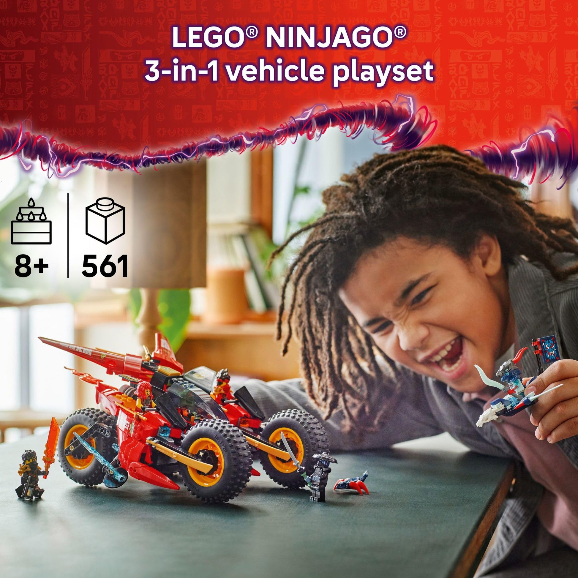 LEGO NINJAGO Ninja Combat Vehicle - 3 in 1 Building Toy - Dragons Rising Play Set for Boys & Girls, Ages 8+ - Model Building Kit for Kids W/6 Ninja