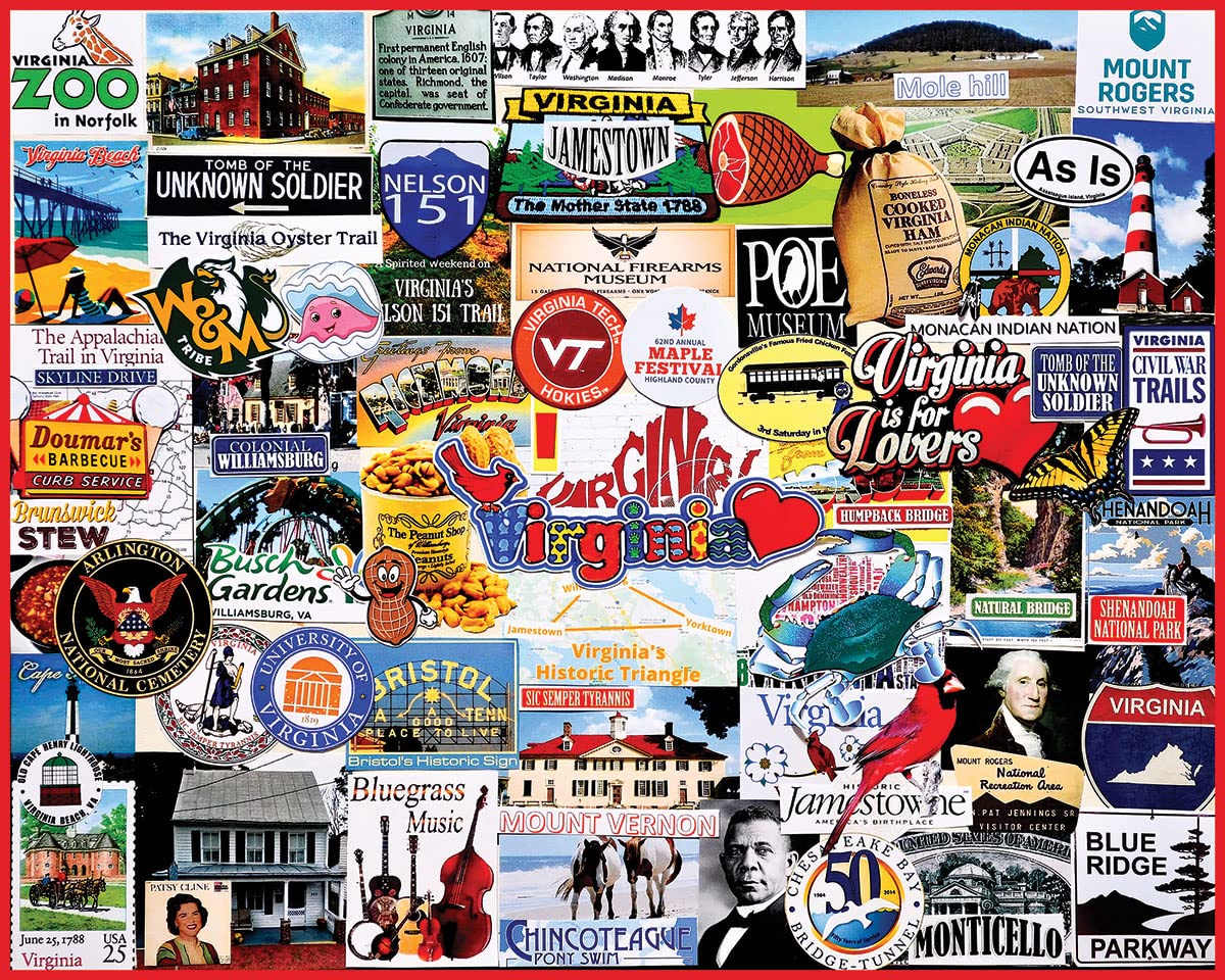 White Mountain 1000 Piece Jigsaw Puzzle Mother of States, I Love Virginia