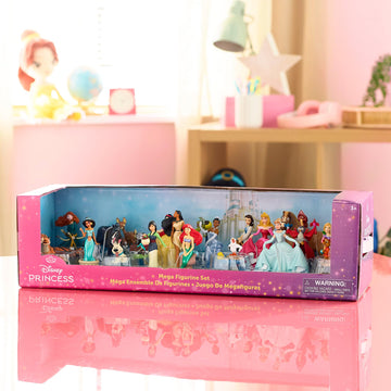 Disney Store Official Disney Princesses & Furry Friends Mega Figure Set - 20 Fully Sculpted Figurines - Includes Snow White, Cinderella, Aurora, Belle