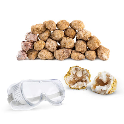 25 Break Your Own Large Premium Moroccan Geodes with Safety Goggles