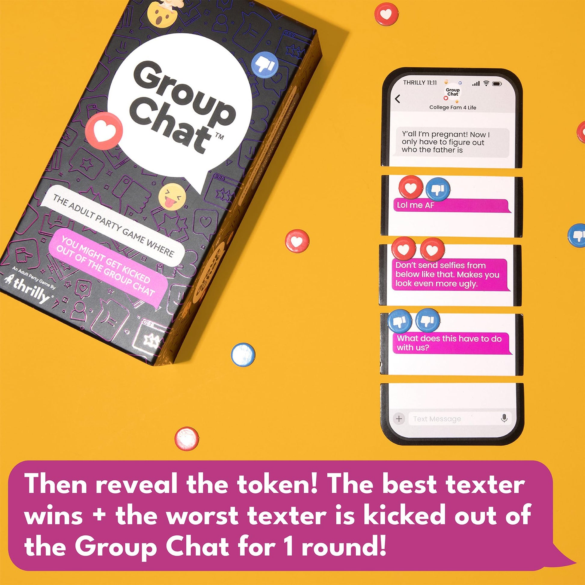 Group Chat Hilarious Text Message Party Game for Adults, Build Group Text Threads with 400 Cards & Voting Tokens, Fun Party Game for Adult Game