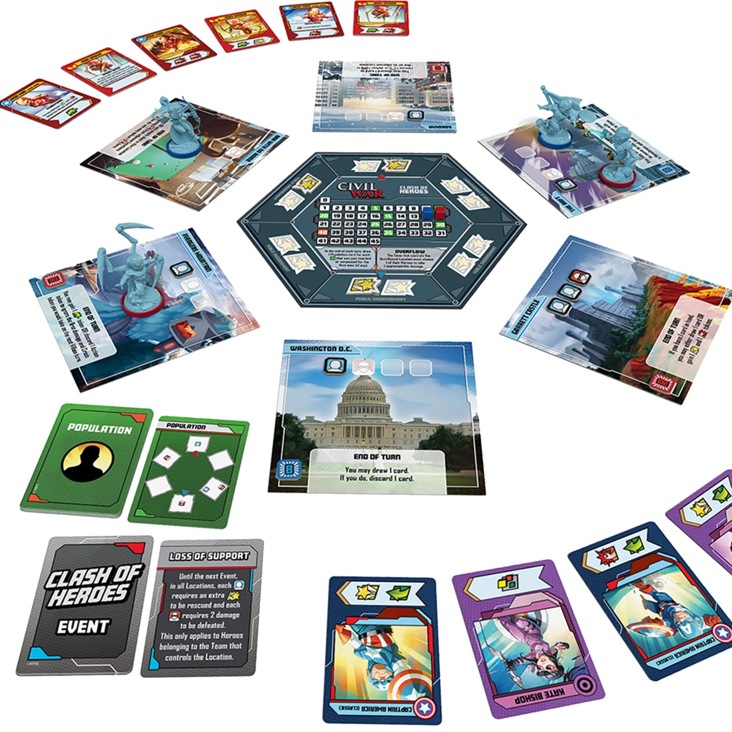 CMON Marvel United: Civil War Expansion - Tabletop Miniatures Strategy Game, Cooperative Superhero Game for Kids & Adults, Ages 14+, 2-6 Players, 45