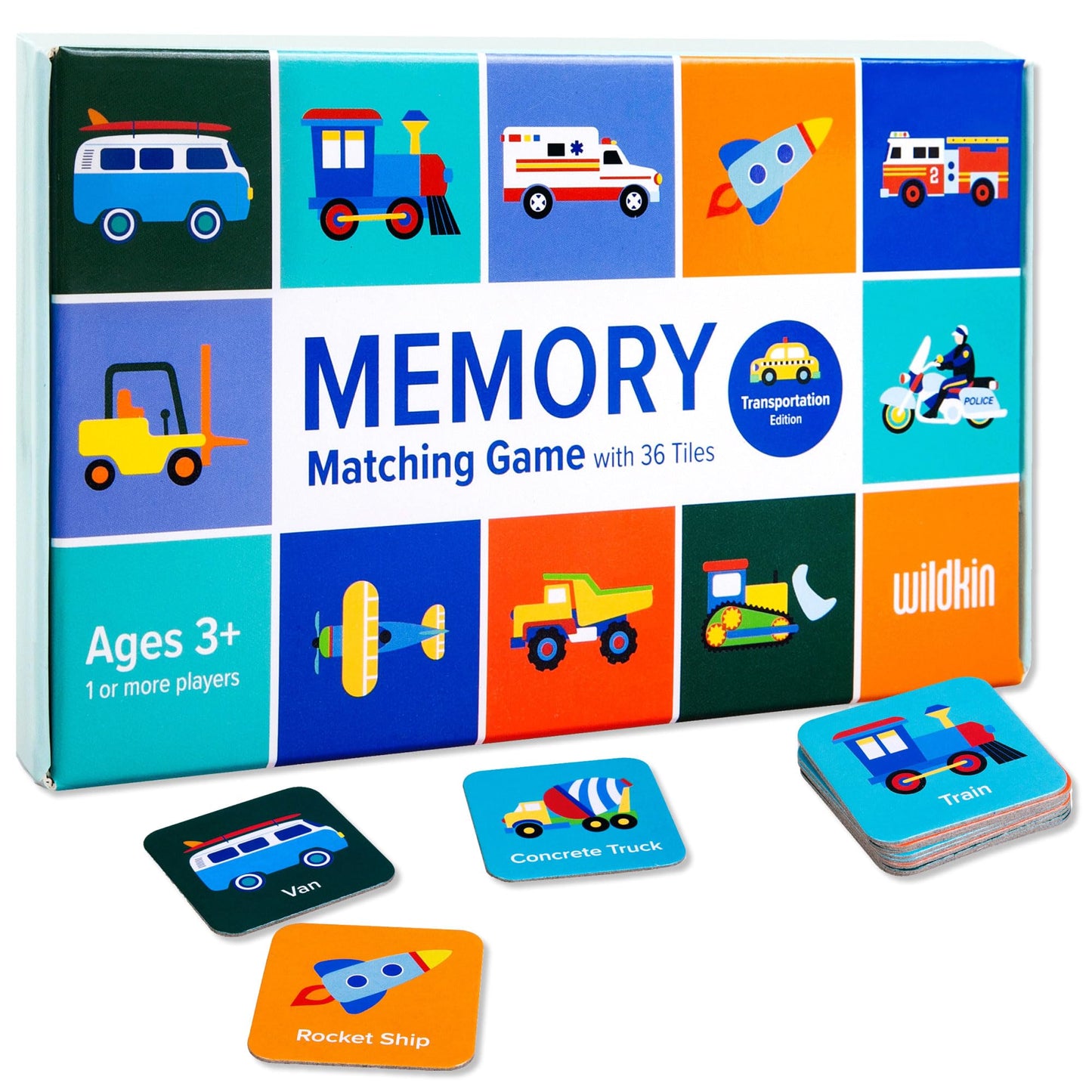 Wildkin Memory Matching Game - 18 Educational Pairs for Toddlers & Preschool - Transportation
