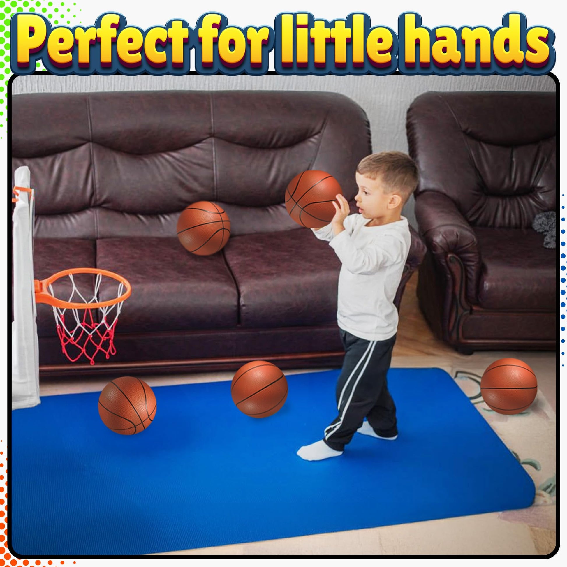 6-Inch Mini Basketballs for Kids (5-Pack) with Hand Pump for Mini Hoops