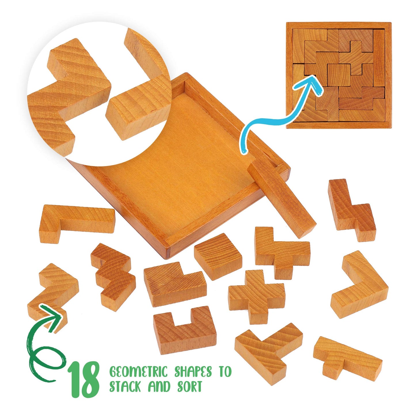 Wooden Brain Teaser Puzzles for Kids Children & Adults. New Level of Challenge for Those who Love Good Mental Workout