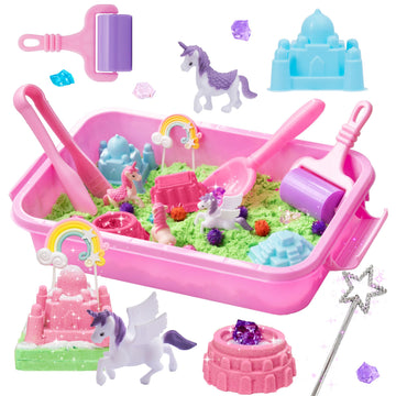 Carolart Unicorn Sensory Bin, Sand Box Kit with Sensory Sand for Girls
