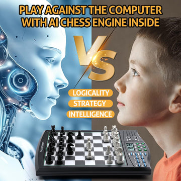 LEVEROAM Talking Chess Academy with Voice Teaching System, Electronic Chess Set with Strong Magnetic Pieces, Electronic Chess Board with Rating ELO