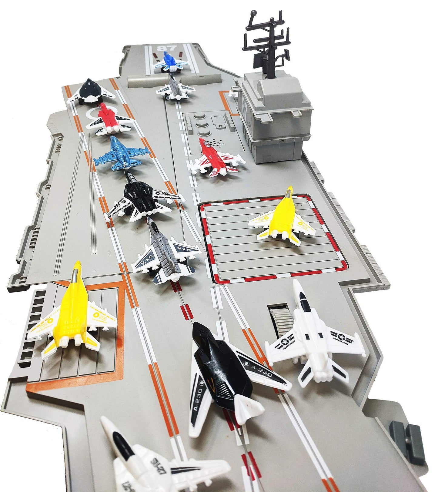 30 Inch Aircraft Carrier Toy Sound Effects, Light Up (14 Fighter Jets)