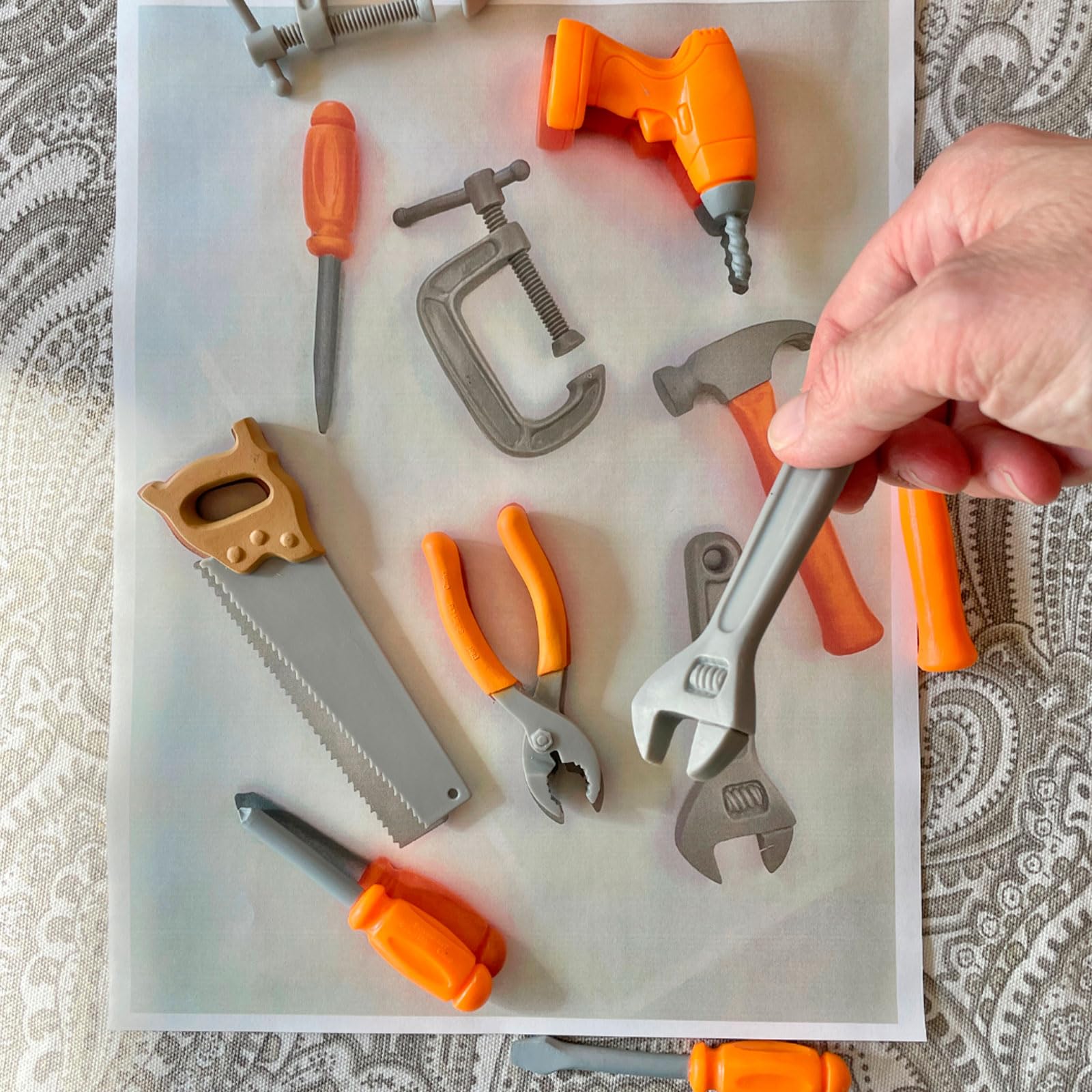 Safari Ltd. Handy Tools TOOB - 8 Mini Figurines Including Vice, Drill, Screwdrivers, Wrench, Pliers, Saw, and Hammer - Educational Toy Figure Set