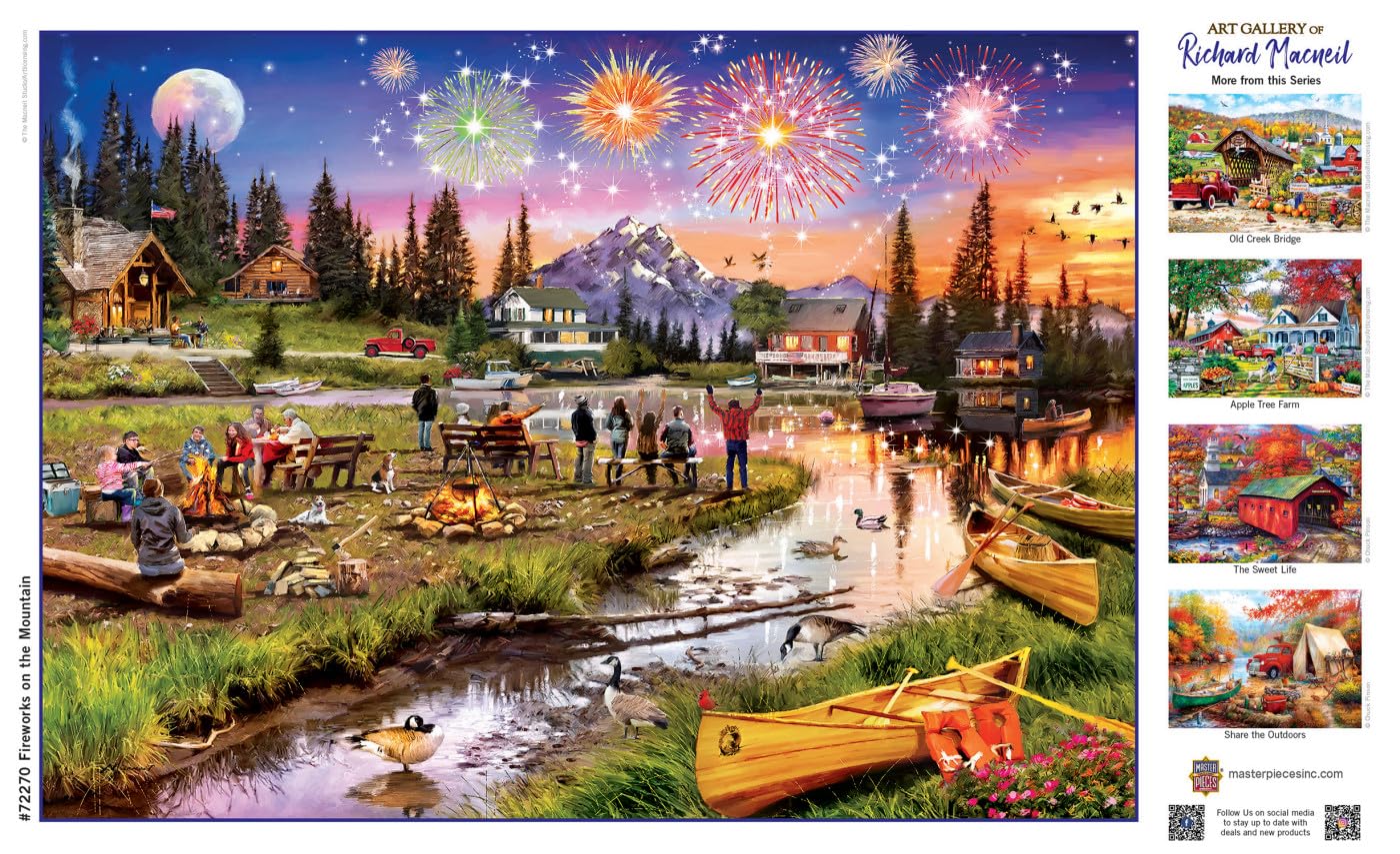 MasterPieces 1000 Piece Jigsaw Puzzle for Adults, Family, Or Youth - Fireworks on The Mountain - 19.25"x26.75"
