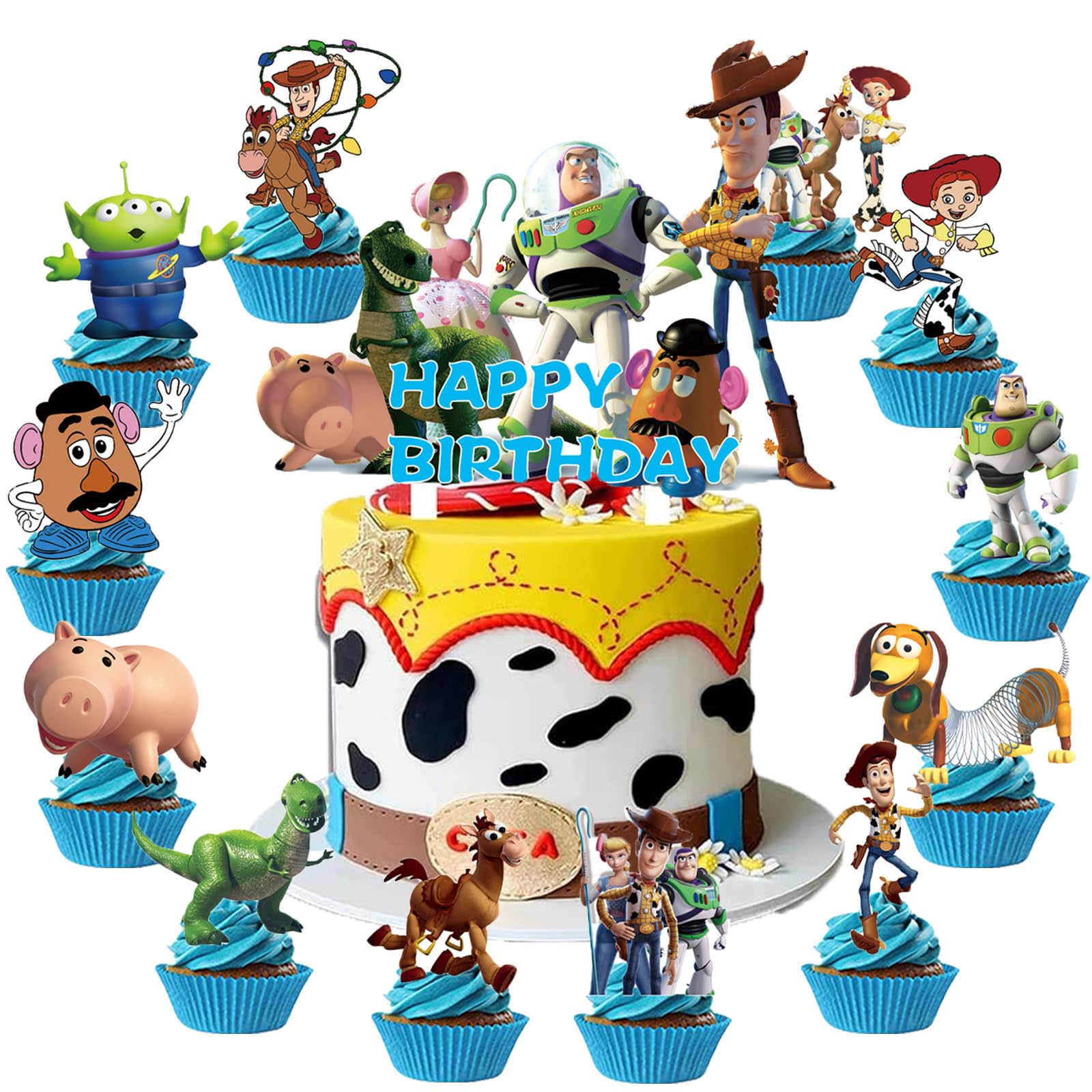 25 Pc Cake Cupcake Topper Decoration for Toy-Themed Cupcake Toppers Cake Topper Birthday Party Supplies