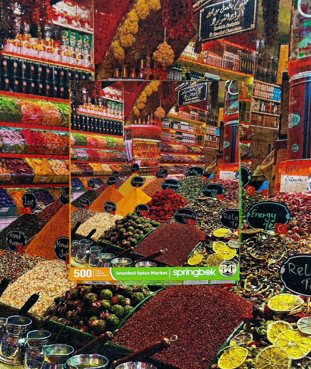 Springbok's Istanbul Spice Market 500 Piece Jigsaw Puzzle for Adults Takes You on a Journey Through The Colorful Markets of Istanbul - Made in The USA