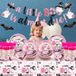 Yavxzvbw 147Pcs A Little Boo Is Almost Due Decorations Little Boo Baby Shower Decorations Girl Halloween Tableware Halloween Plates and Napkins