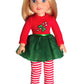 American Fashion World Candy Cane Tutu Dress Set for 14-Inch Dolls | Leggings Included |Premium Quality & Trendy Design | Dolls Clothes | Outfit