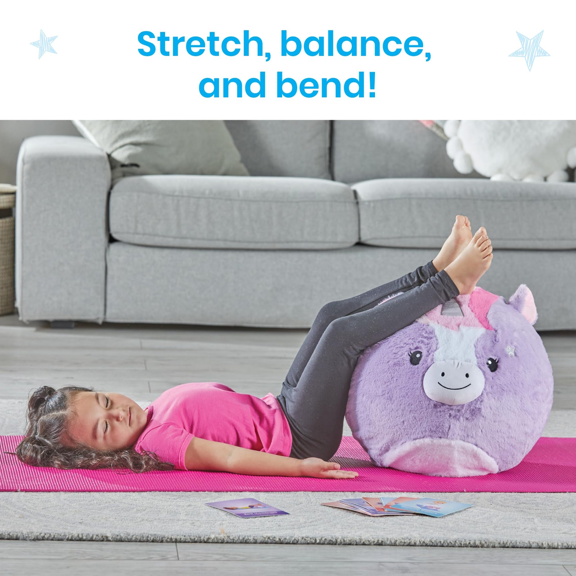 hand2mind Unicorn BubblePlush Yoga Ball Buddy, Yoga Ball for Kids, Calming Corner for Items, Kids Exercise Equipment, Occupational Therapy Toys