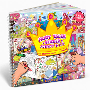 Princess Unicorn Mermaid Sticker Coloring Book for Girls Ages 2-4 & 4-8, 550+ Stickers, 12 Coloring Pages, Magical Peel and Stick Activity Book