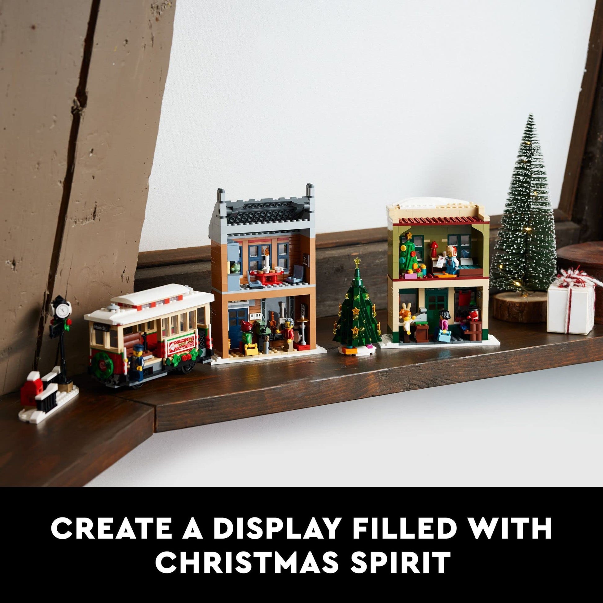 LEGO Holiday Main Street Building Set 10308, for Adults and Family, Christmas Village Building Kit, Holiday Display Set with Shops, Streetcar and 6