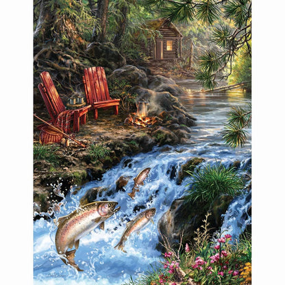 Springbok The Fishing Hole 500 Piece Lake Jigsaw Puzzle for Adults
