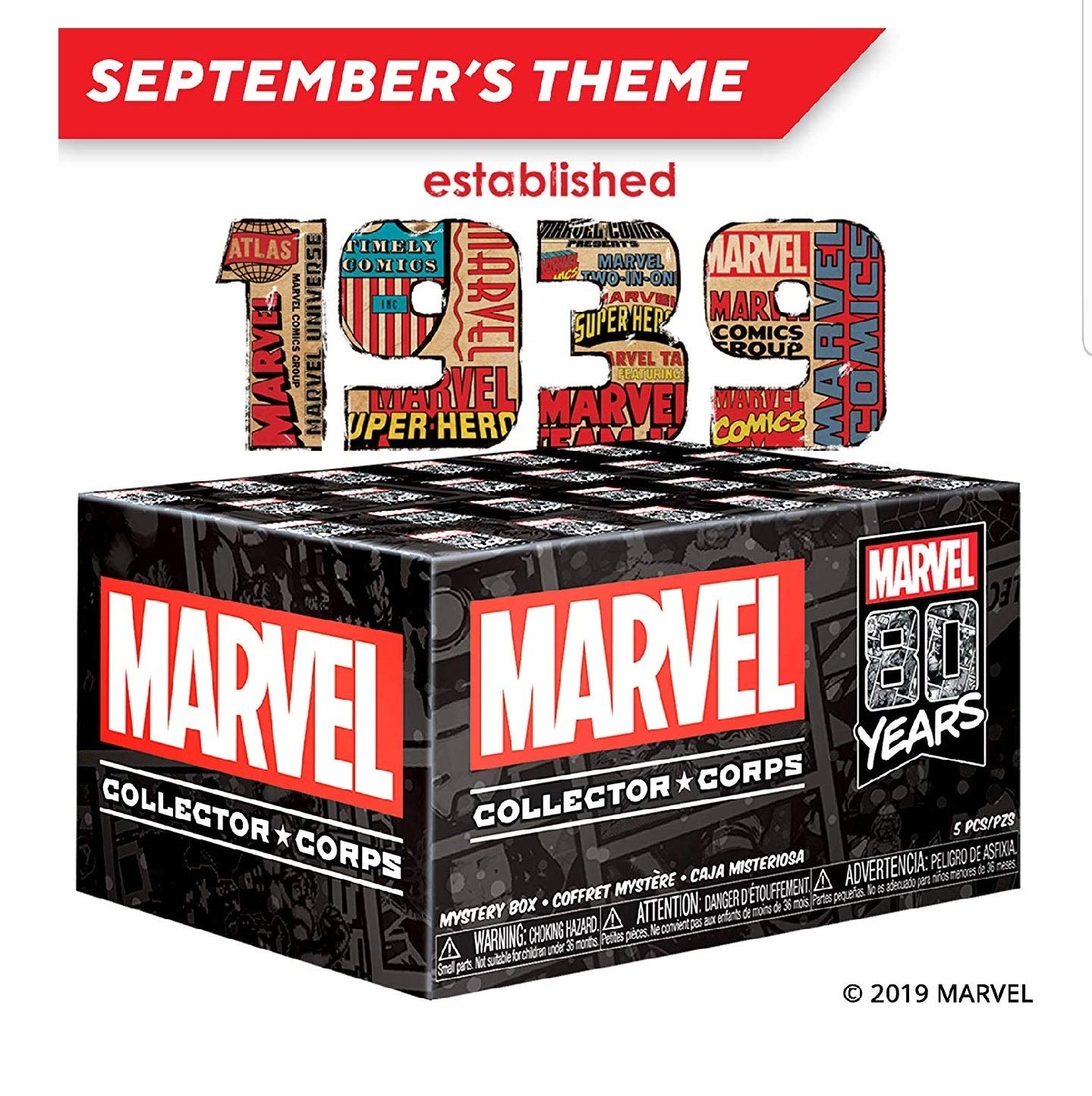 Funko Marvel Collector Corps Subscription Box, Marvel 80th Anniversay Theme, September 2019, XL T-Shirt