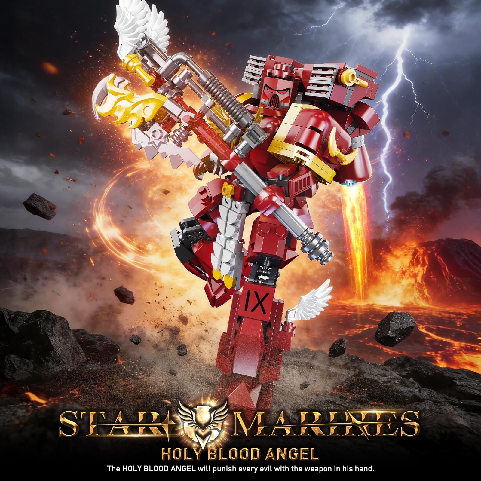 HIGH GODO Holy Angel Mech Robot Transforming Building Blocks Set for Adults, Warrior Justice Hero Mech Model Building Kit, Cool Creative Robots Toys