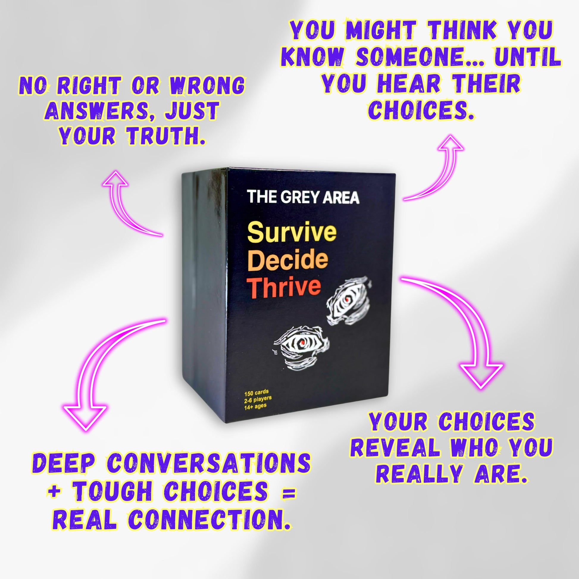 fa9eel The Grey Area Card Game - 150 Decision Making and Survival Questions for Adults, Teens, and Couples - Fun Party Game & Conversation Starter