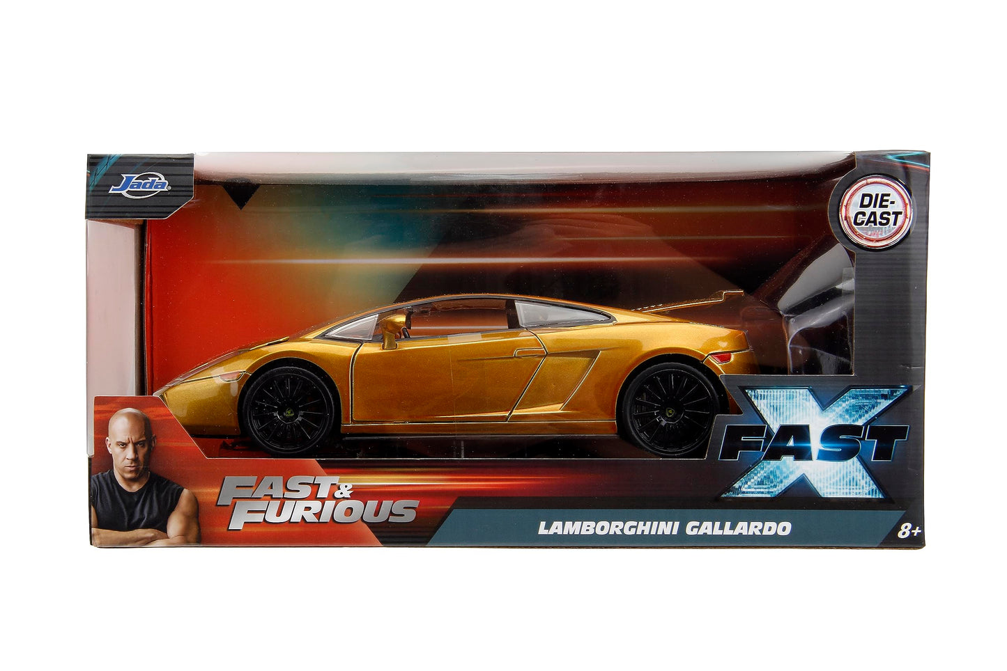 Jada Fast & Furious Fast X 1:24 Gold Lamborghini Gallardo Die-Cast Car, Toys for Kids and Adults