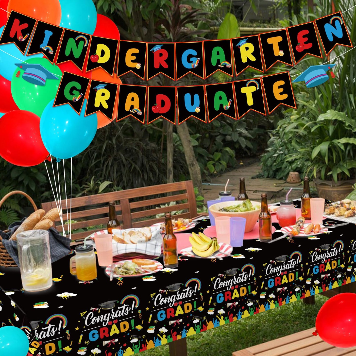 HigzYovn 3Pcs Kindergarten Graduation Tablecloth Class of 2026 Graduation Party Decorations Plastic Rectangular Disposable Tablecloth for Kindergarten