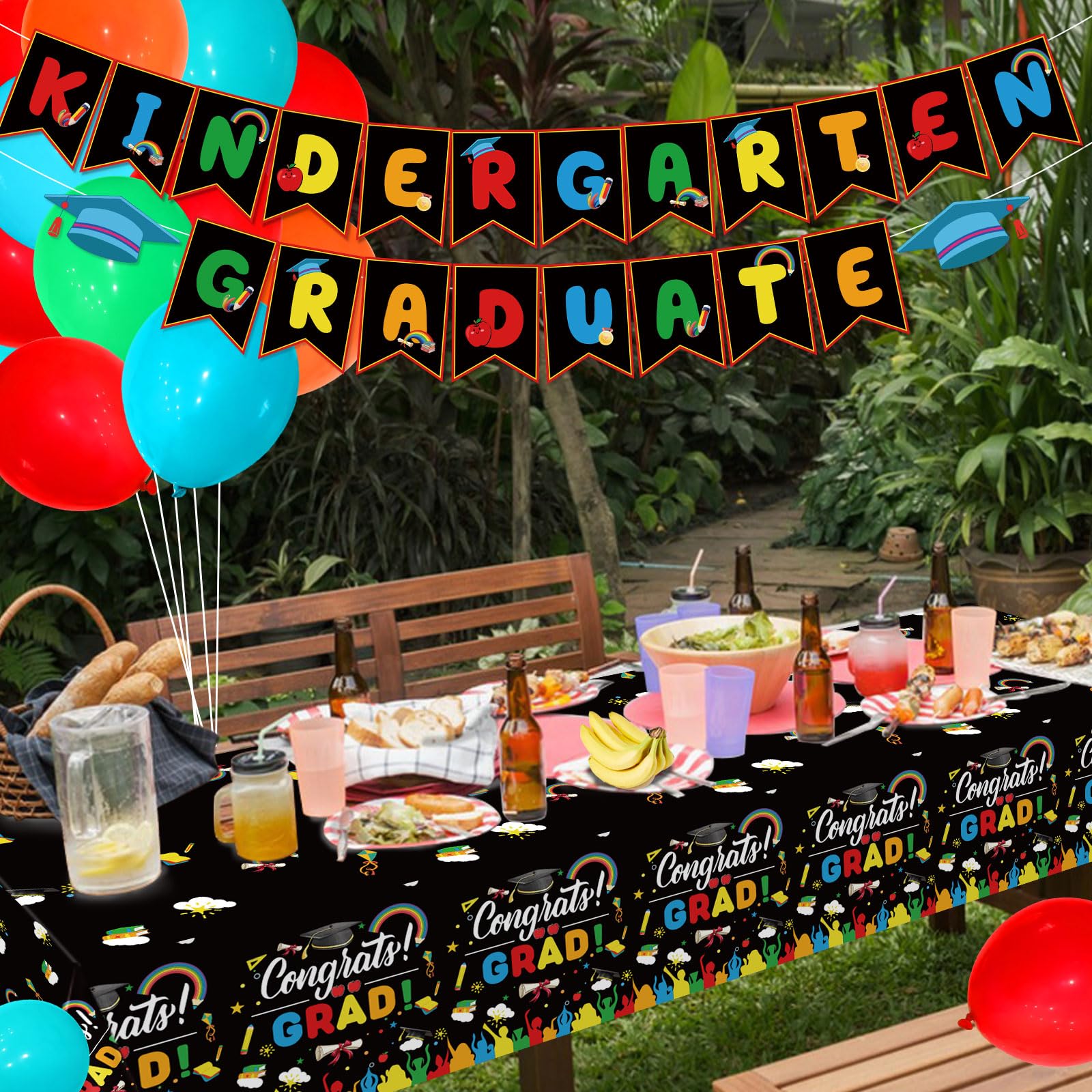 HigzYovn 3Pcs Kindergarten Graduation Tablecloth Class of 2026 Graduation Party Decorations Plastic Rectangular Disposable Tablecloth for Kindergarten