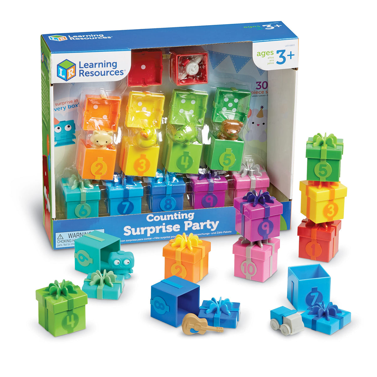 Learning Resources Counting Surprise Party - Toddler Montessori Toys, Stacking Preschool Activities, Matching Color Game, Homeschool, Fine Motor