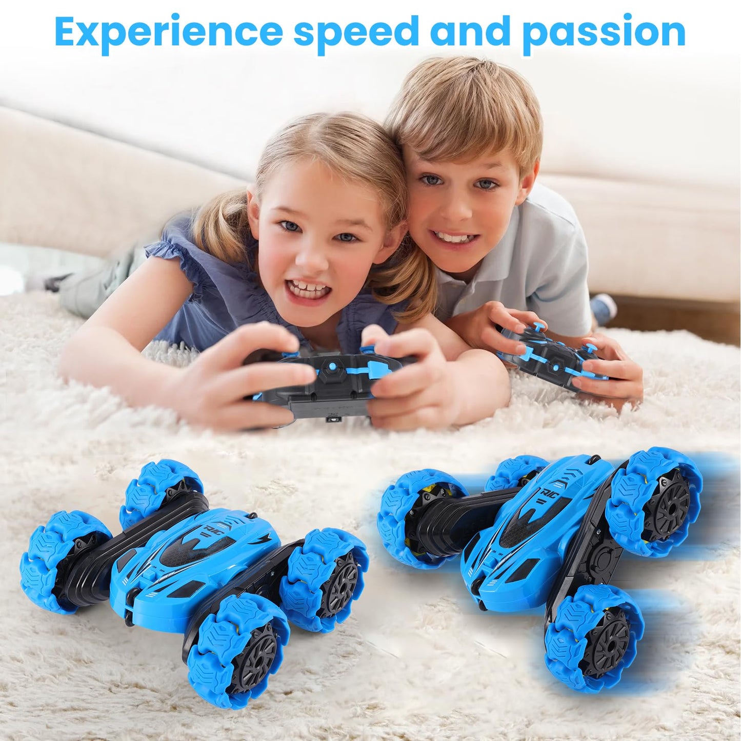 Osorantis RC Stunt Car, 360° Flips & Double-Sided Remote Control Truck with LED Lights, 2.4GHz High Speed All Terrain Off-Road Toy Car, Gift for Boys