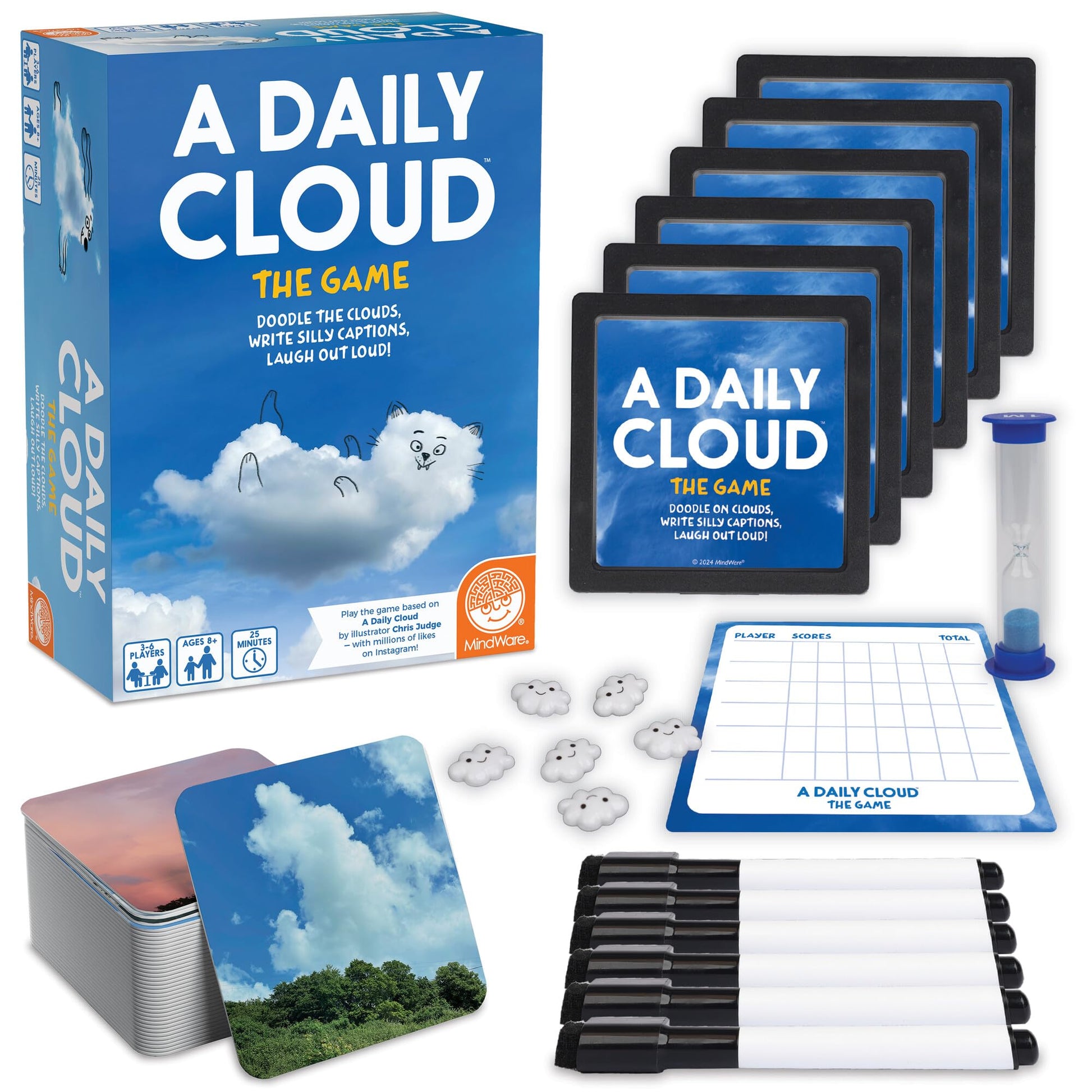 MindWare A Daily Cloud Family Game - Fun Drawing & Caption Card Game for Kids, Teens & Adults - Family Game Night, Boosts Creativity & Storytelling