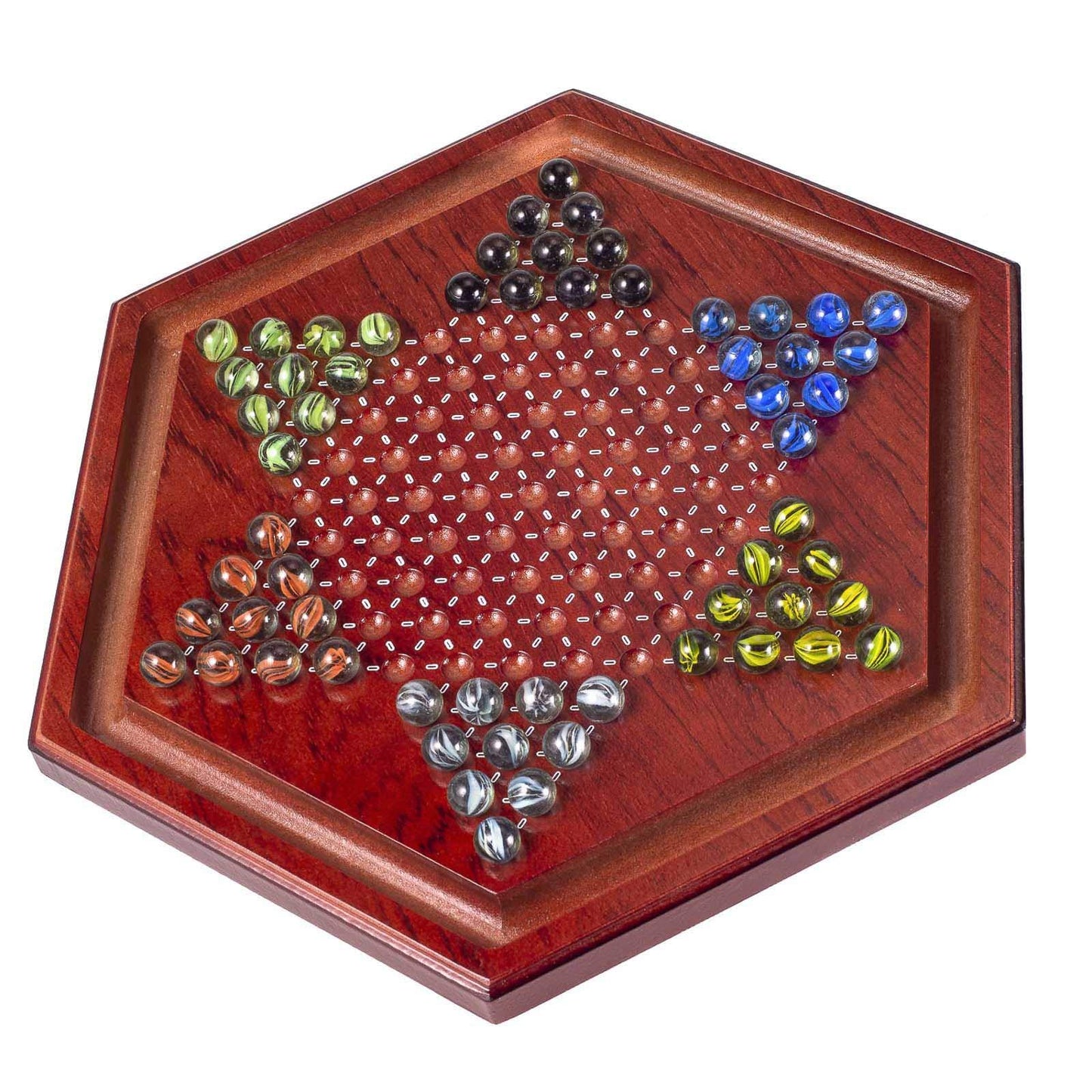 AMEROUS 13.6 inches Wooden Chinese Checkers Board Game Set with 60 Colorful Glass Marbles, Classic Strategy Game for Kids, Adults, Whole Family Play