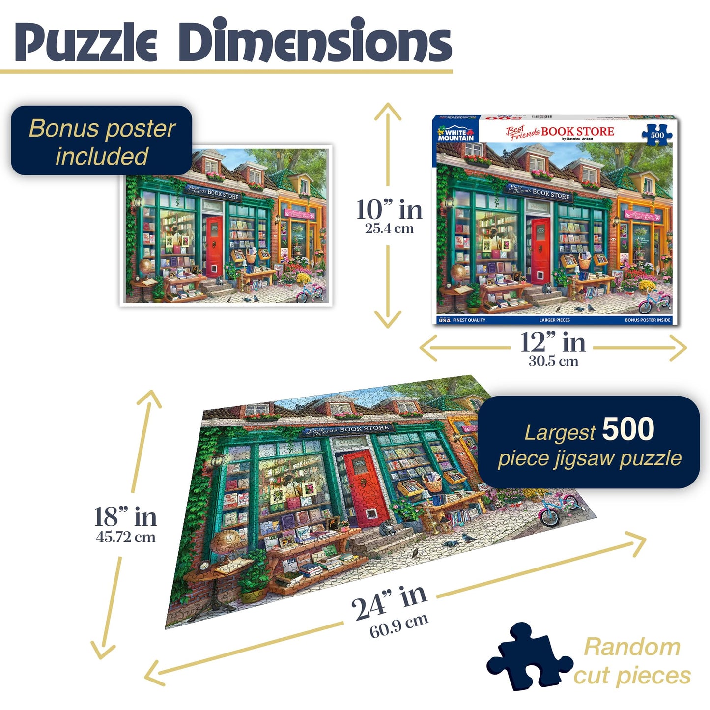 White Mountain 500 Piece Jigsaw Puzzle, Best Friends Book Store