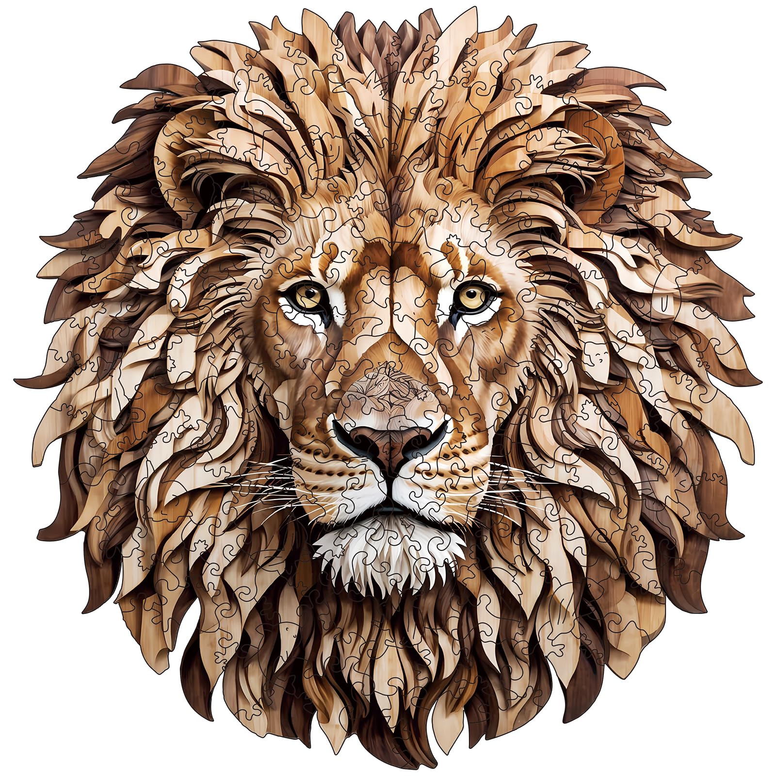 Wooden Puzzles for Adults - 200 Pieces Lion Unique Shaped Wooden Jigsaw Puzzles for Adults, Medium Size 10'' x 10.5'' Adult Wood Puzzles for Family