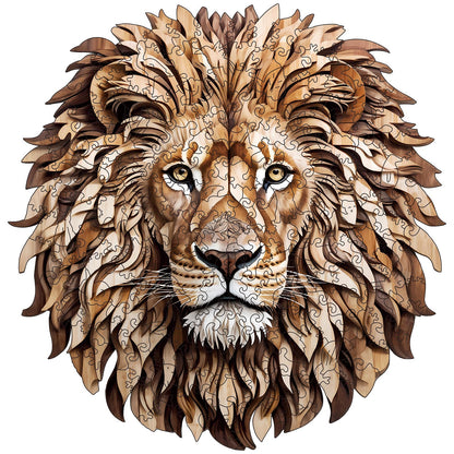 Wooden Puzzles for Adults - 200 Pieces Lion Unique Shaped Wooden Jigsaw Puzzles for Adults, Medium Size 10'' x 10.5'' Adult Wood Puzzles for Family