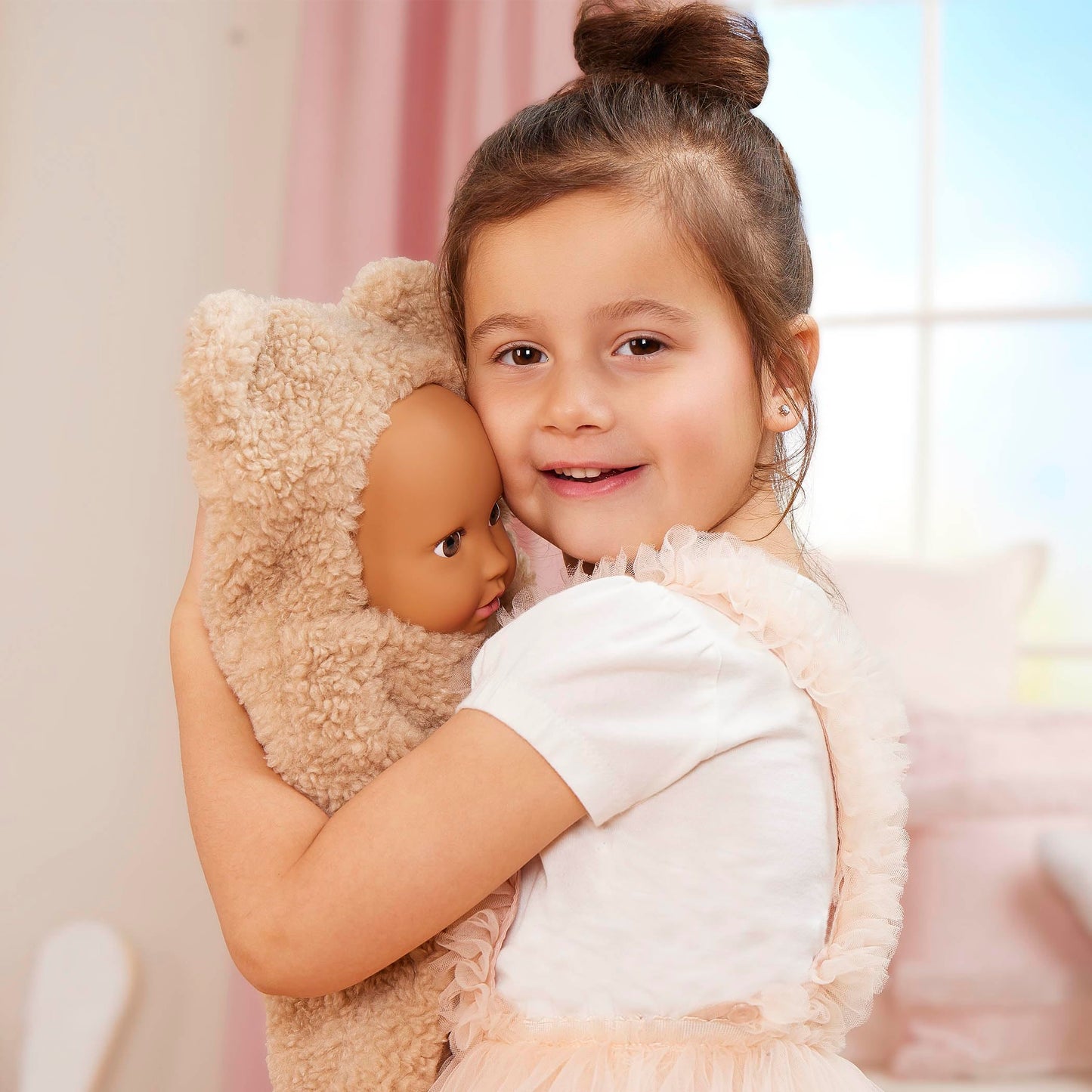 LullaBaby - 14-Inch Realistic Baby Doll - Olive Skin Tone & Brown Eyes - Ultra - Soft Bear - Themed Cuddler - Pretend Play 2+ Years- Baby Doll &