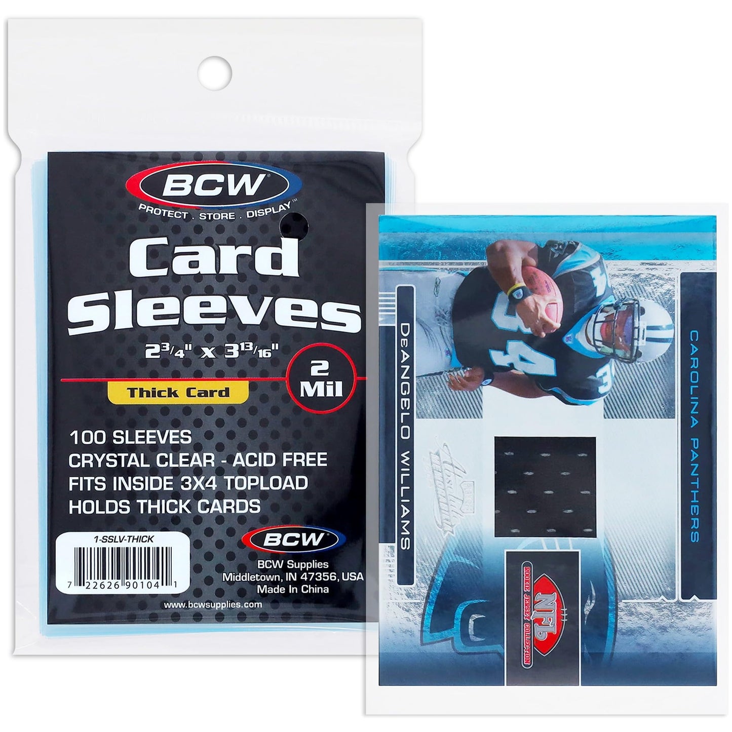 BCW Thick Card Sleeves - 100 Pack | Crystal Clear Polypropylene Protective Sleeves for Collectible Cards | Card Protector Sleeves Holds Trading Cards