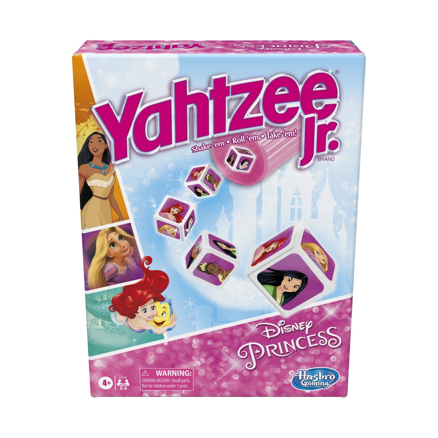 Hasbro Gaming Yahtzee Jr.: Disney Princess Edition Board Game for Kids Ages 4 and Up, for 2-4 Players, Counting and Matching Game for Preschoolers