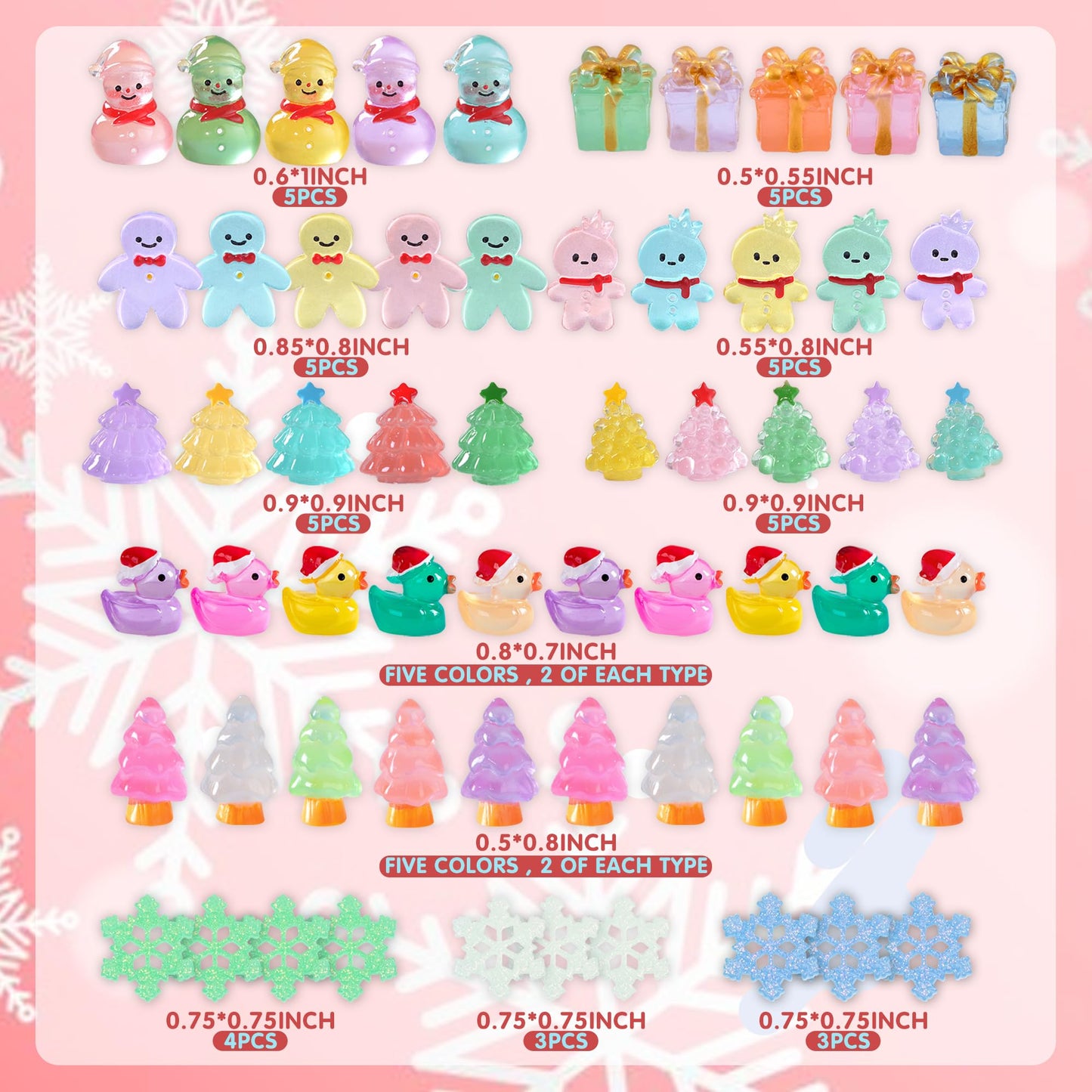 ZXSWEET 60 PCS Christmas Mini Resin Figures Glow in The Dark Miniature Figurines Aquarium Ornaments Charms for Garden Dollhouse Aquarium Home