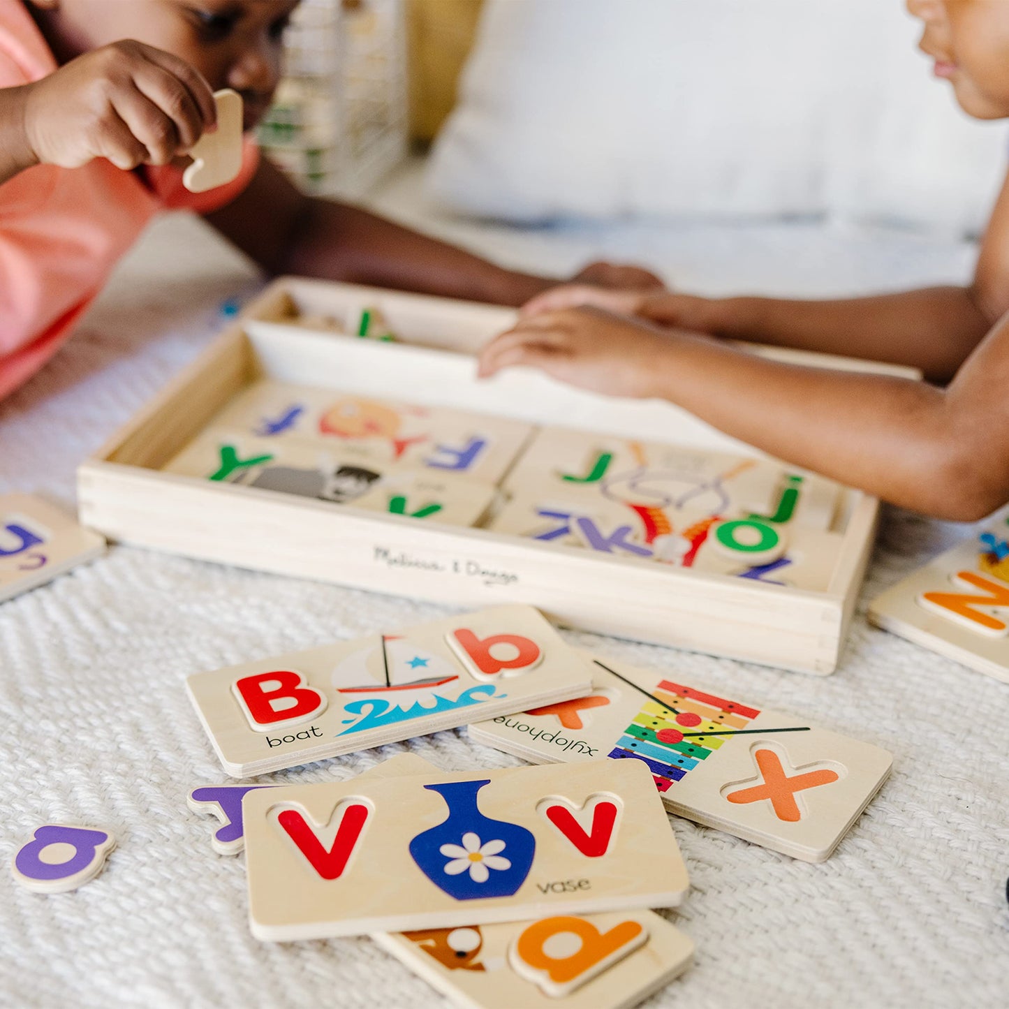 Melissa & Doug ABC Picture Boards - Educational Toy with 13 Double-Sided Wooden Boards and 52 Letters