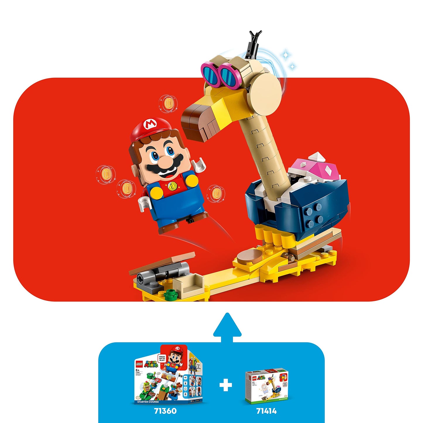 LEGO Super Mario Conkdor's Noggin Bopper Expansion Set 71414, Buildable Toy to Combine with Mario, Luigi or Peach Starter Course, Gift Idea for Kids 6