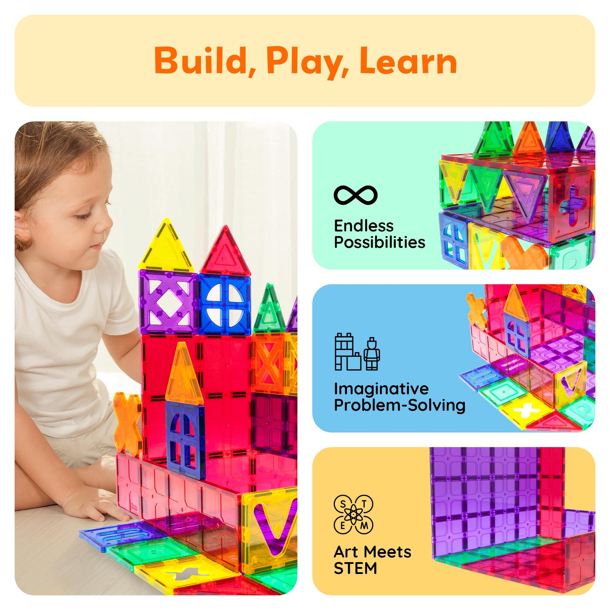 PicassoTiles Large Stabilizer Building Block Base Magnetic Building Block Tiles Jumbo XL Plate Foundation Kit Magnet Tile Stacking STEM Toy Set