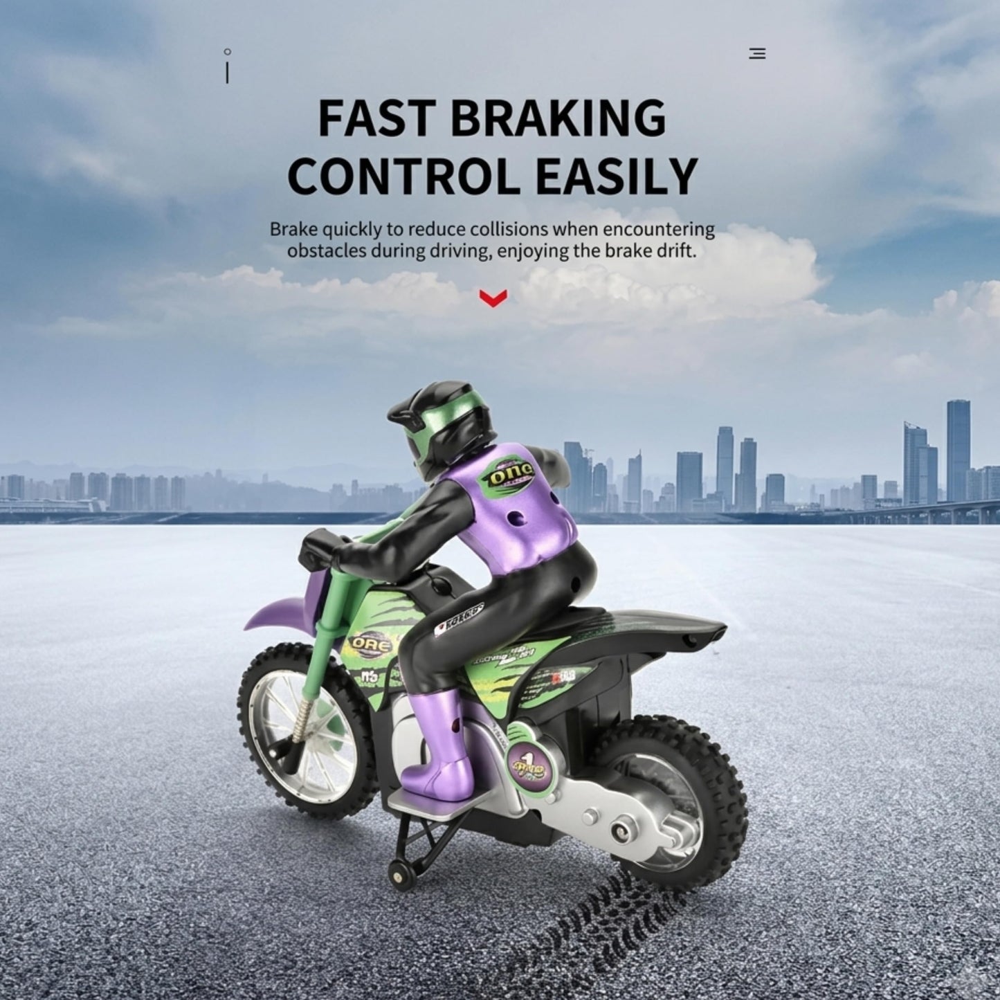 VINDSPEED RC Motorcycle, Speeds Up to 12 km/h, Self-Balancing Design, RC Dirt Bike with Drift & Skid Stunts, Electric Bike Kids with Fast