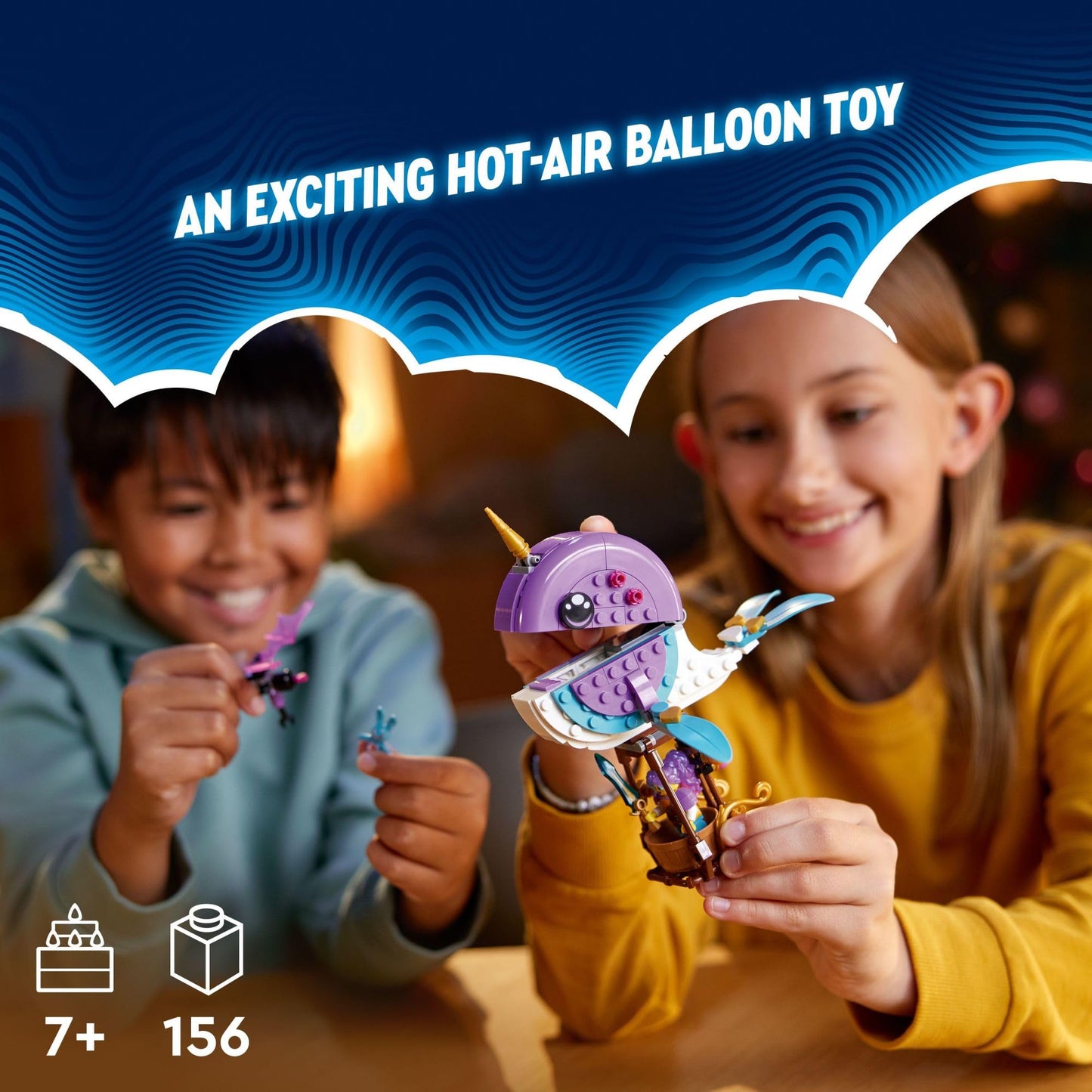 LEGO DREAMZzz Izzie's Narwhal Hot-Air Balloon Deep-Sea Animal Toy, Save Bunchu from a Grimspawn, Transforming Whale Figure for Kids, Bunny Toy